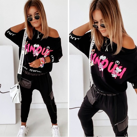Black Minouu Women's Jogger set nwt sz Medium